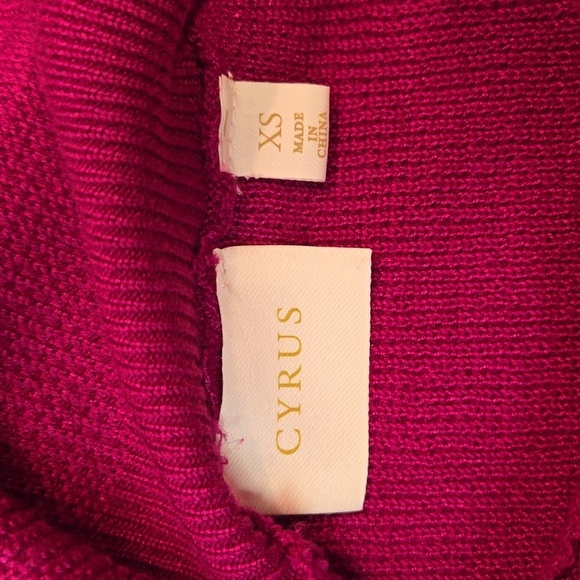 Cyrus Pink and Gray Oversized  Stretchy Colorblock Cowlneck Sweater - Size XS - Picture 4 of 9